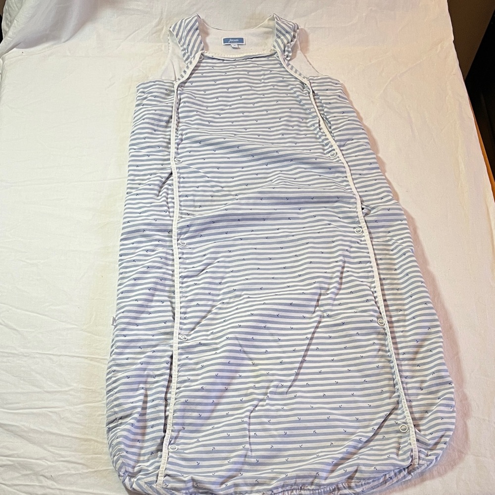 6-24M Jacadi Blue and White cotton sleep sack, sleeping bag